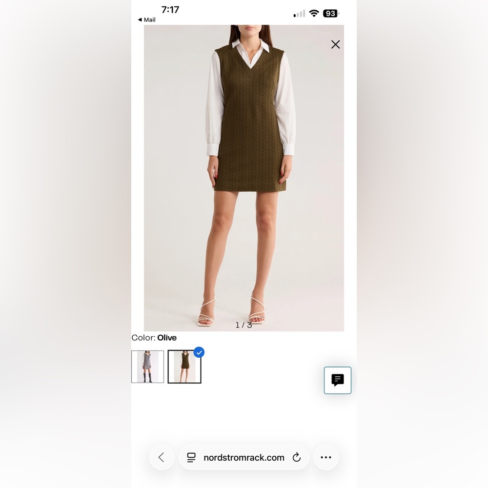 Olive/White Shirt Dress